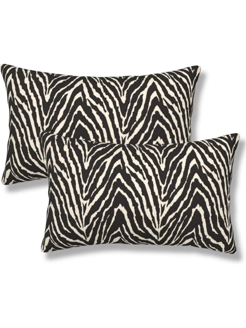 Zebra Print Throw Pillow Covers Set of 2 | Black & White Lumbar Cushion Cases